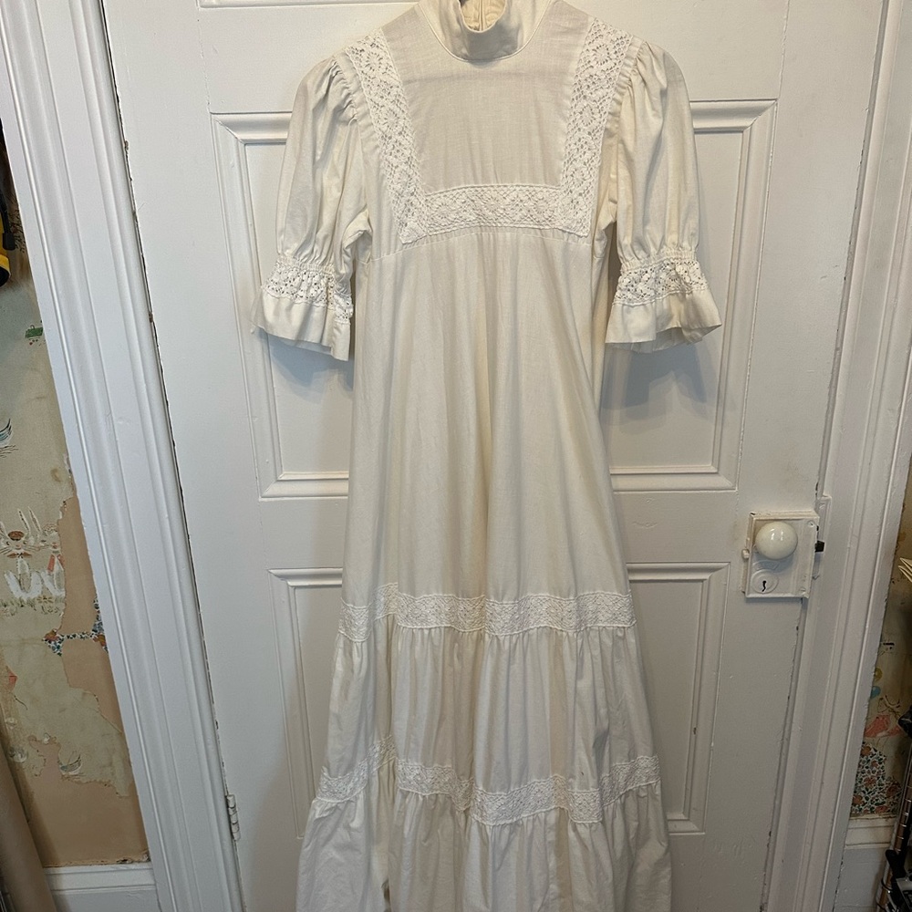 Laura Ashley White Maxi Dress with Lace Details